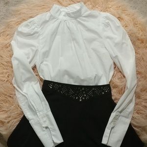 High Neck Cotton Blouse